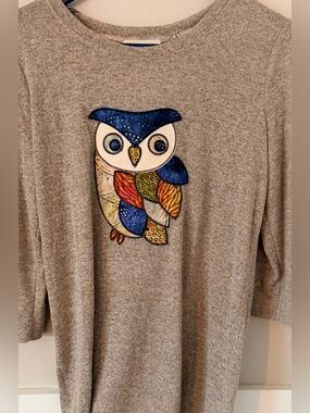 Cactus & Pearl Multicolor Owl Graphic Woman’s M Long Sleeve Top